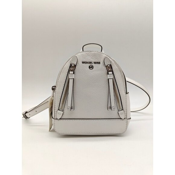 MICHAEL KORS Brooklyn pebbled leather mini backpack crossbody WHITE-Only 1 strap main image 5